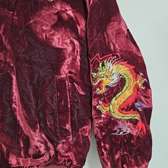 Vintage 80s Sukajan Far East Tour Okinawa Japan Bomber Jacket Dragon Small EUC - Picture 7 of 15
